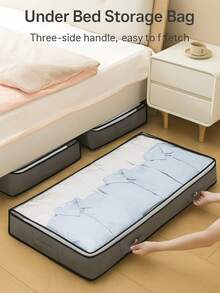 1pc Fabric Foldable Underbed Storage Box, Home Bedding & Clothing Organizer Bag With Zipper & Handle, Space-Saving Large Capacity, Home Organization, Moving Packing - Multicolor - View 9