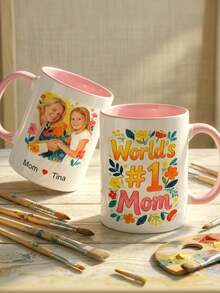 1pc Custom Photo&Name Mug, Custom 11oz Bicolor Mug, Best Mom Mug,Custom Mug With Names, Art Effect Mug,Custom Name Coffee Mug, Personalized Name Mug, Personalized Mug, Personalized Mug With Name,Bicolor Mug, Warm Gift, Ideal For Mother's Day Gift Father's Day, Birthdays, Anniversaries, Wedding Gift, Couples Gift, Best Gift For Dad, Husband, Gift For Him - Multicolor - View 7