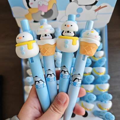 1 Set Of 2 Professional Penguin Landscape Pens, Random Style, Daily Office Supplies, Writing And Correction Tools, Perfect Gift For Friends, Essential Stationery For Back To School