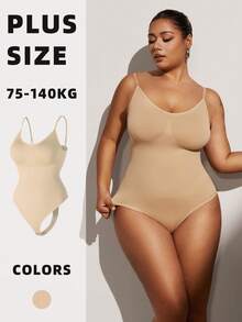 1 buah Bodysuit Pembentuk Bokong Tanpa Jahitan Ukuran Plus Wanita, Pakaian Pembentuk Tubuh Pengontrol Perut, Musim Panas - Aprikot - View 10