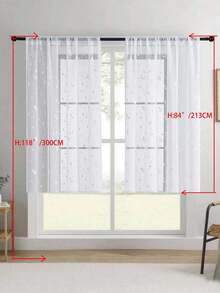 1 pièce Rideau transparent brodé, motif floral, avec poche pour tringle, en fibre de polyester avec protection UV et respirabilité, convient pour le salon, la chambre à coucher, la salle à manger - Blanc - Voir 49
