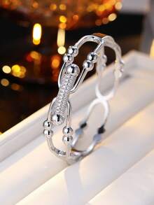1pc Rhinestone Chain Bangle, Unique Design Luxury Accessory, Essential For Stylish Outfit - Bracelet - View 2