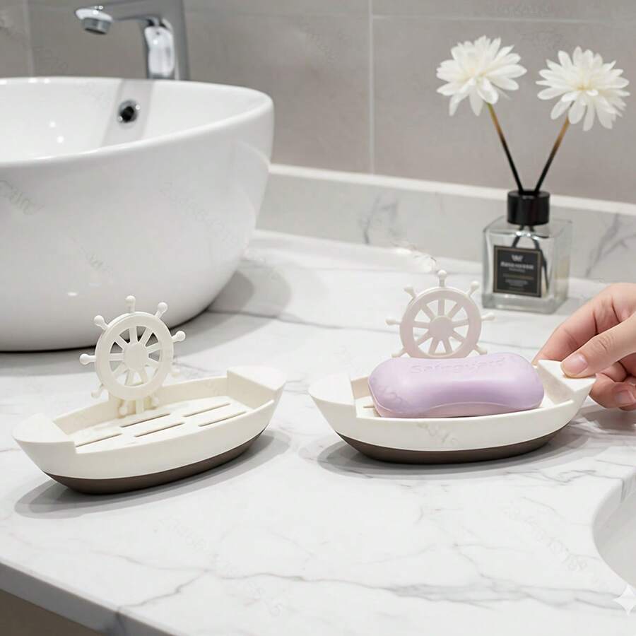 1 khay đựng xà phòng hình thuyền buồm, giá đựng xà phòng nhà tắm sáng tạo không đọng nước, hộp đựng có lỗ thoát nước. - Một kích cỡ phù hợp cho tất cả - Xem 1