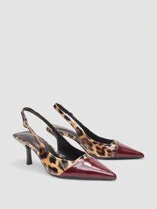 Giày cao gót mũi nhọn màu đỏ tía cao 7cm, kiểu dáng slingback, thích hợp cho tiệc tùng, đám cưới hoặc các dịp trang trọng. - Màu Đỏ Sâu - Xem 1