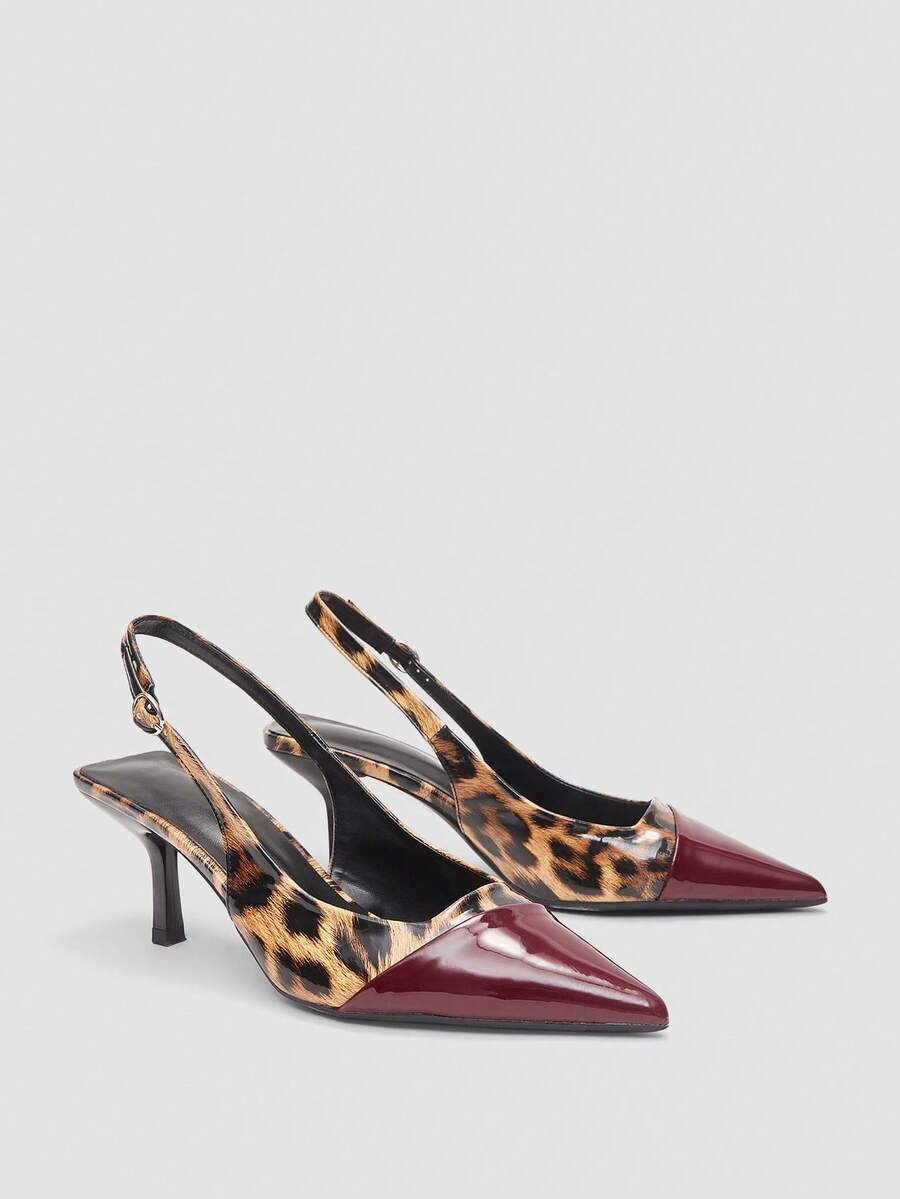 Giày cao gót mũi nhọn màu đỏ tía cao 7cm, kiểu dáng slingback, thích hợp cho tiệc tùng, đám cưới hoặc các dịp trang trọng. - Màu Đỏ Sâu - Xem 1