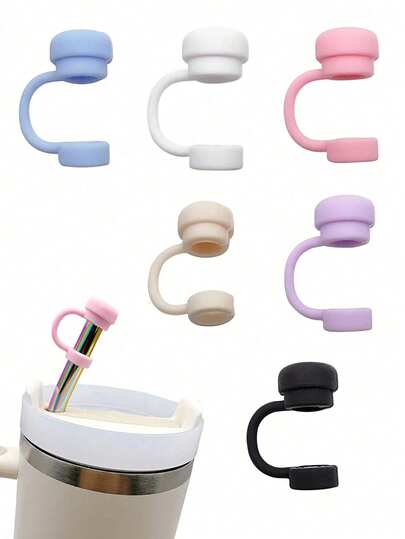 6 Stück/2 Stück wiederverwendbare Silikon Strohhalm Abdeckungen kompatibel mit Becher, Verschüttungsschutz, spritzwassergeschützt, staubdicht, Strohhalm Abdeckung, Rückkehr zur Schule