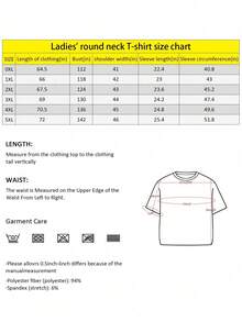 Women Fashion Casual Loose Round Neck Short Sleeve T-Shirt With Woman Figure Print White - Apricot - View 7