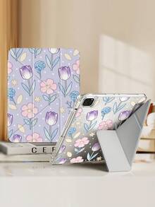 This Beautiful And Adorable Cartoon Floral And Star Double-Sided Acrylic Crystal Clear Back Cover Is Shock-Resistant And Durable, Suitable For IPad 7th, 8th, And 10th Generation (10.2 Inch). It Has A Built-In Pen Slot, Supports Sleep/Wake Function, And Multiple Folding Stand Modes, Making It An Excellent Holiday Gift. - Multicolor - View 2