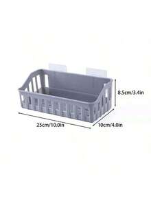 1pc Wall-Mounted Shower Caddy Organizer, Lightweight Plastic Bathroom Storage Rack, Waterproof Upgrade, No Drilling Required, Can Hold Toiletries And Cosmetics - Grey - View 5