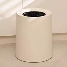 Minimalist Nordic Style Beige Large Capacity Trash Can, Suitable For Home, Living Room, Bedroom, Bathroom And Toilet. Double-Layer Storage Design, Thickened Plastic Material, Suitable For High-End Aesthetic Trash Can In Kitchen And Office. Mother's Day Celebration - White - View 5