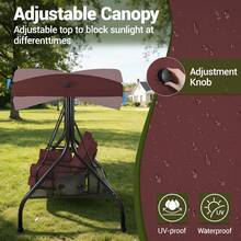 BOSMILLER 3-Seat Outdoor Porch Swing With Adjustable Canopy, 2 In 1 Convertible Patio Swing Bed, Patio Glider Swing For Backyard, Red - Red - View 4