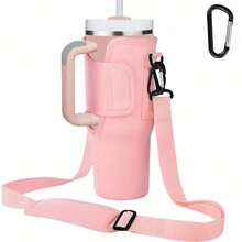 1pc 40oz Adjustable Strap Portable Water Bottle Sleeve, Solid Color Waterproof Heart-Shaped Valentine's Day Water Bottle Accessory, Suitable For Hiking, Camping, Business Travel, Compatible With Stanley - Multicolor - View 13