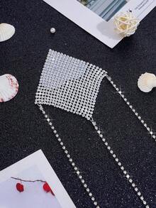 1pair Rhinestone Detail Nipple Cover For Rave - 銀色 - 查看 3
