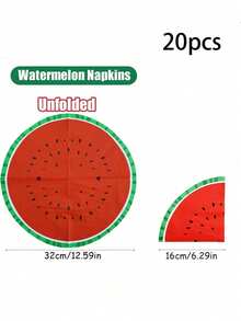 20pcs/10pcs Watermelon Pattern Napkins, Watermelon Shaped Tissue Paper, Picnic Napkins, Hand Towels, Summer Tropical Watermelon Theme Party Supplies, Baby Shower Holiday Party Birthday Theme Party Table Decor - Multicolor - View 5