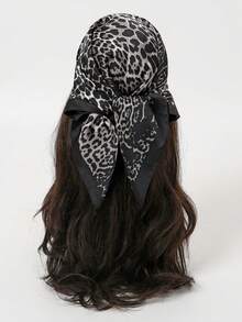 1pc Bandana With Leopard Print & Geometric Pattern, Suitable For Daily Use As Scarf, Headband, Or Neckerchief - Multicolor - View 5