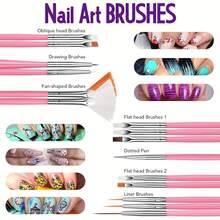 Nail Art Brushes Set, Nail Art Kit, Nail Design Kit, Nail Art Dotting Pens, Nail Stickers, Butterfly Nail Art Sequins, Nail Foils, Nail Art Flakes Iridescent, Rhinestones For Nails - Multicolor - View 2