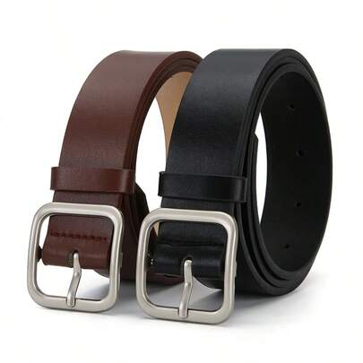 纯色休闲PU皮腰带，适合搭配裤子