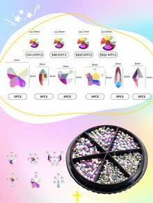 328pcs Tooth Gem Kit, DIY Crystals Jewelry Kit, 6 Grids Gem 6 Shapes Professional Cool Tooth Gems, And Easy To Get Started(NO Glue&Lamp) - White AB - View 4