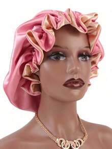 1 PC Minimalist Hair Hat Silk Hat Satin Hat, Suitable For Daily Or Leisure Travel Matching - 珊瑚粉 - 查看 9
