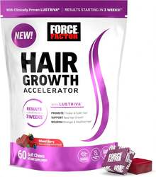 Hair Growth Support Soft Chews With Lustrlva & Biotin | Hair Vitamins For Women & Men | Thicker Fuller Hair Wellness Supplement | Mixed Berry | 60 Soft Chews - Pack of 1 - 查看 12