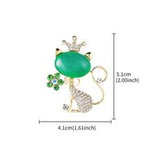 1pc Cute Crown Wearing Cat Zinc Alloy Brooch, Suitable For Women's Daily, Party And Event Wear - Green - View 6