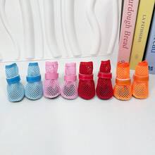 4pcs/Set Pet Shoes, Soft Bottom Breathable Shoes For Teddy, Pomeranian, Small Dogs, Anti-Slip Wear-Resistant Mesh Shoes - Multicolor - View 12