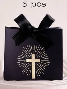 5pcs Christian Baptism Candy Boxes, Wedding Communion Ceremony Favors, Cross Foil Candy Boxes - Multicolor - View 11