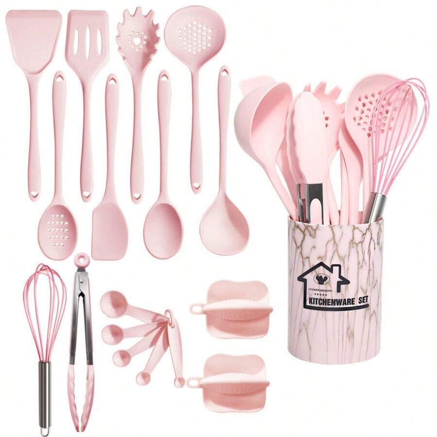 18pcs Silicone Kitchen Utensil Set, Including Cookware, Silicone Kitchenware, Non-Stick Cooking Tools, Spatulas, Whisk, Spatula With Storage Box