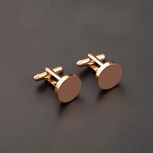 1 Pair Minimalist Elegant Basic Stainless Steel Gold-Plated Round Cufflinks, Gift For Men - Round - View 10