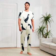 Shendy Vendy Conjunto de pijama cómoda y sencilla para el hogar, holgado, para hombres - Champán - Ver 8