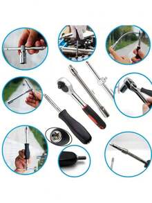 46-Piece Car Repair Tool Set With Socket Wrench And Ratchet, Multifunctional Universal Repair Tool Box For Home - Multicolor - View 9