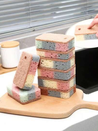 新款双面海绵擦，方形加厚百洁布，厨房清洁海绵块，高密度洗碗布，加厚清洁除油魔力擦
