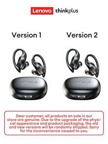 Lenovo 联想LP75蓝牙耳机，配备清洁刷和指套组合套装，耳挂式设计，带显示屏，5.3小时超长续航，HIFI音质，低延迟，适用于音乐、游戏、跑步，防水，无线耳机带麦克风 - 耳機+清潔筆+指套 - 查看 9