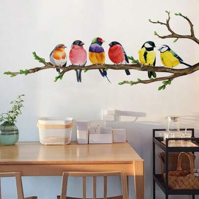 1pc Tree Branch Bird Decorative Sticker, Removable Creative Bird Wall Decal, DIY Vinyl Art Mural Suitable For Boys, Girls, Bedroom, Living Room, Nursery Decor
