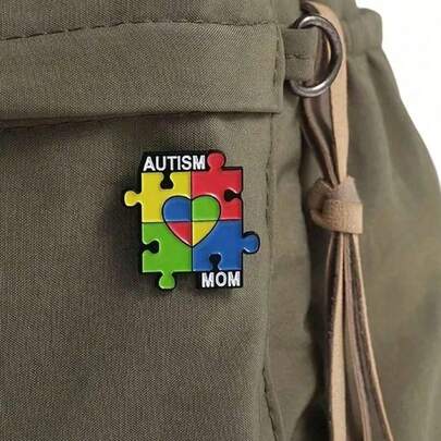 1 Pc," Mom" Enamel Pin Rainbow Puzzle Pieces Badge Jewelry Mother Autistic Awareness Pin For Clothes Bag Charm School Kpop Backpack Teacher Supplies Bag Charms Cute Office Accessories Shirts Jacket Christmas Halloween Autumn-Winter Accessories,Suitable For Teens, Youth,Men,Casual, Outdoor, Athletic, Vacation, Graduation Gifts, Birthday, Daily Wear Clothes Pin Funny Teacher Gifts