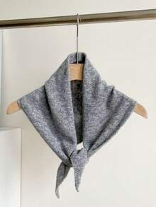 1pc Solid Color Knitted Triangle Scarf, Korean Style Versatile Warm Neck Wrap, Polyester Casual Accessory - Multicolor - View 14