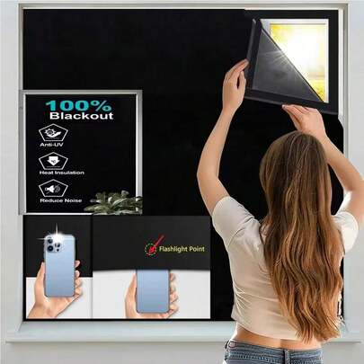 Blackout Window Cover Darkest Light Block Black Privacy Film House Home Tint Glass Cloth Curtain Bedroom UV Sunshade Sun