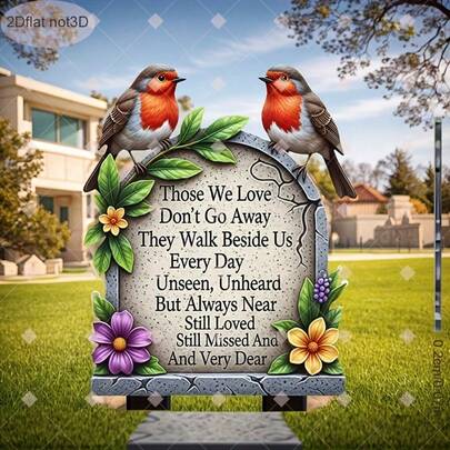 1pc 2D Flat Design, 1pc Retro Sparrow Memorial Plaque - Acrylic Garden Sign, Weather-Resistant Outdoor Decor, Ground Installation, Animal Theme, No Power Needed, Suitable For Commemorating Loved Ones, Cemetery Decoration | Memorial Decor