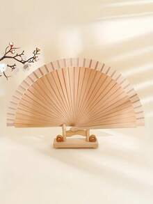 1把复古手工折叠扇，实木材质，舞蹈表演道具，婚礼派对家居装饰 - 彩色 - 查看 8