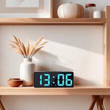 NieNie Reloj despertador digital de acrílico con control de voz, alarma dual, modo nocturno, función de repetición, 5 niveles de brillo ajustable, 12/24H, función antidisturbios, reloj electrónico LED (batería no incluida) - DS-6628 - Ver 13