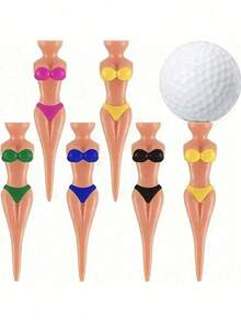 1 pieza Camiseta de golf, diseño de silueta de chica en bikini - y divertido - Multicolor - Ver 8