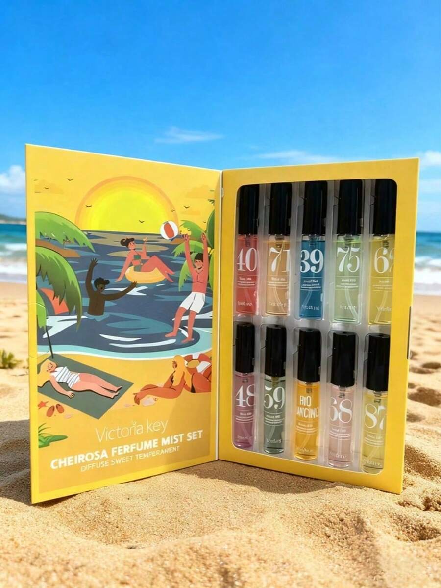 Limited Edition Brazilian Fragrance Spray Mist Set 10Pcs 5ml Gift Box | Long Lasting Multi-Layered Scent | Janeiro Vanilla Coconut Floral Fruity Citrus Wood Aquatic Ocean Notes | Portable Natural Fresh Aromatherapy - 巴西數字 - 查看 1