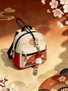 Llavero de gato lindo, amuleto de la suerte Maneki-Neko de dibujos animados con significado auspicioso, llavero, accesorio para bolso, colgante de teléfono, accesorio versátil como regalo para amigos deseando buena suerte - Rojo - Ver 2