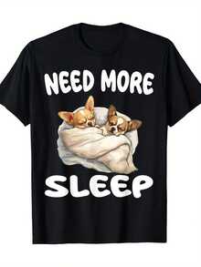 Los éxitos populares de 2026: Camiseta gráfica para mujer con diseño de Chihuahua lindo que necesita más sueño - Camisón 100% casual, manga corta, cuello redondo, suave y cómoda, camiseta de regalo para amantes de los perros. - Negro 3 - Ver 6