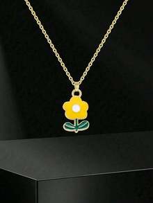 5colors Fashionable Sweet Five-Petal Flower Charm Teen Girls Summer Clavicle Necklace With Stainless Steel Chain For Exquisite Cute Street Party Travel Holiday Summer Beach Vacation Accessory Gift For Daily Versatile Jewelry - 多色 2 - 查看 4