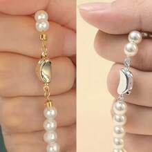 2pcs Silver Pea Clasp Jewelry Connector, Suitable For DIY Jewelry Accessories, Bracelets, Necklaces, Jewelry Repair Parts, Pearl Bracelet Connector - Accessories - View 3