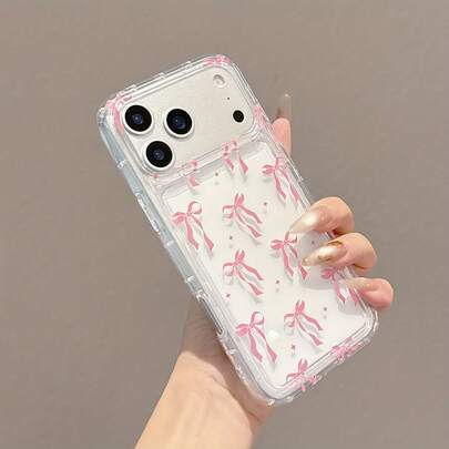 1 pièce Étui de téléphone en TPU transparent avec absorption des chocs et anti-traces de doigts, motif nœud papillon. Convient pour iPhone 16 Pro/16 Plus, 15/15 Pro Max/15 Pro, 11/12/13/14 Pro Max, 11 Pro/11 Pro Max, 12 Pro/12 Pro Max, 13 Pro/13 Pro Max, 14 Pro/14 Pro Max, 17. Coque souple, design créatif élégant