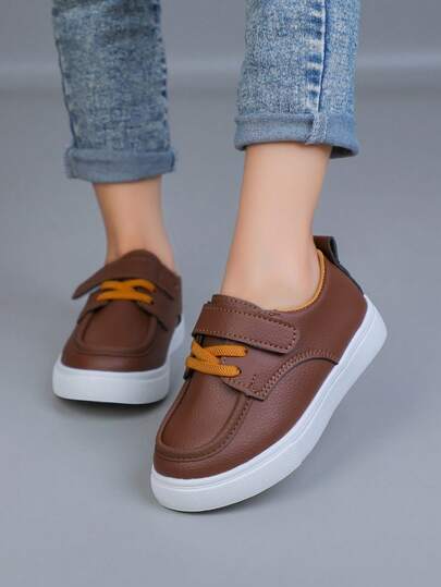 1 Pair Boys' Fashionable Low-Top Flat Shoes, 2026 Spring New Arrival Versatile Comfortable Sneakers, Solid Color Casual Campus Style