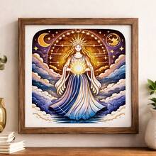Plantilla de arte celestial femenina reutilizable para pintura en aerosol DIY, adecuada para decoración de paredes del hogar, ropa de tela, bolsas, manualidades hechas a mano, patrones de pintura, etc. - Blanco - Ver 8