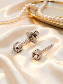 1 đôi/5 đôi khuyên tai đinh tán tối giản bằng thép titan đánh bóng, mạ vàng 18K, đính đá Zirconia lấp lánh, chống thấm nước, không gây dị ứng, thích hợp đeo hàng ngày cho nữ. - Nhiều màu - Xem 7